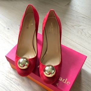 Kate Spade Red Suede platform heels